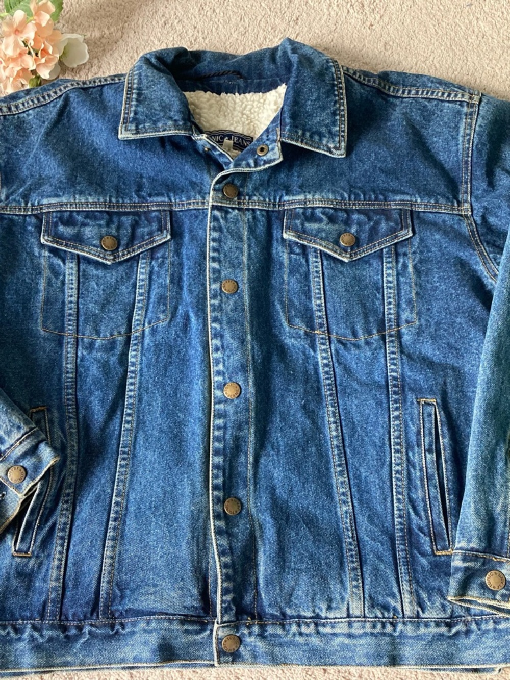 Men's Blue Denim Sherpa-Lined Jacket - Classic Casual Layering